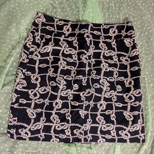 Talbots Navy Blue Skirt with White Rope Print